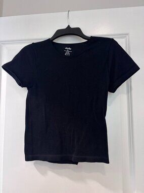 Elodie Black Ribbed Seamless T Shirt